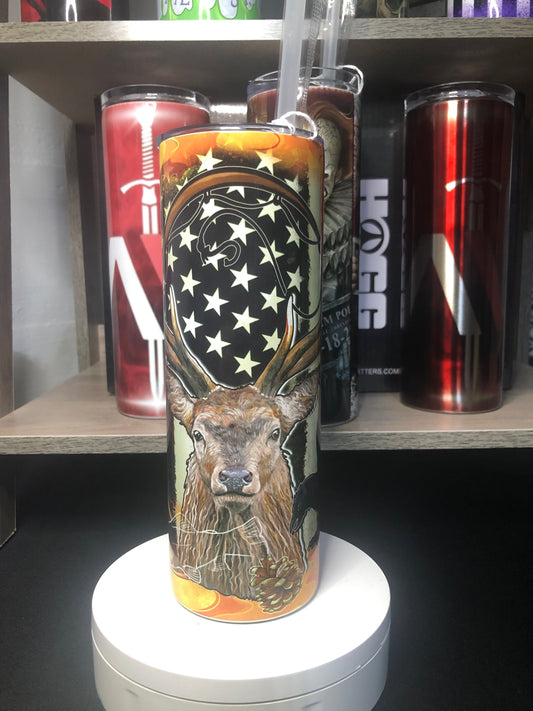 20oz Sublimation USA Deer Hunter