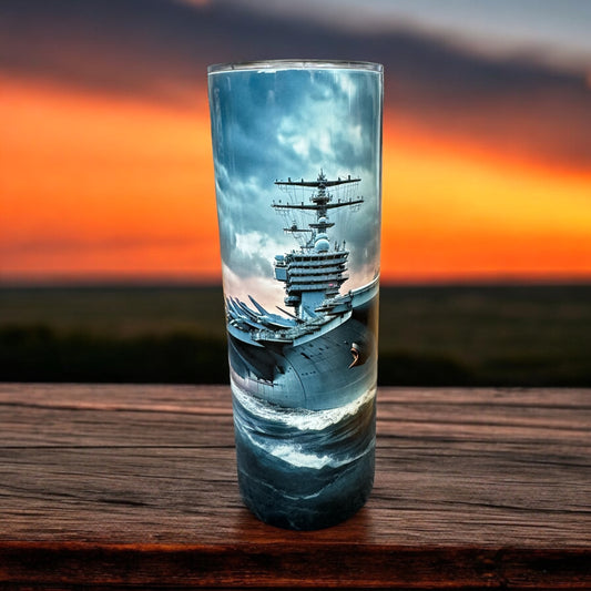 20oz sublimation navy aircraft carrier