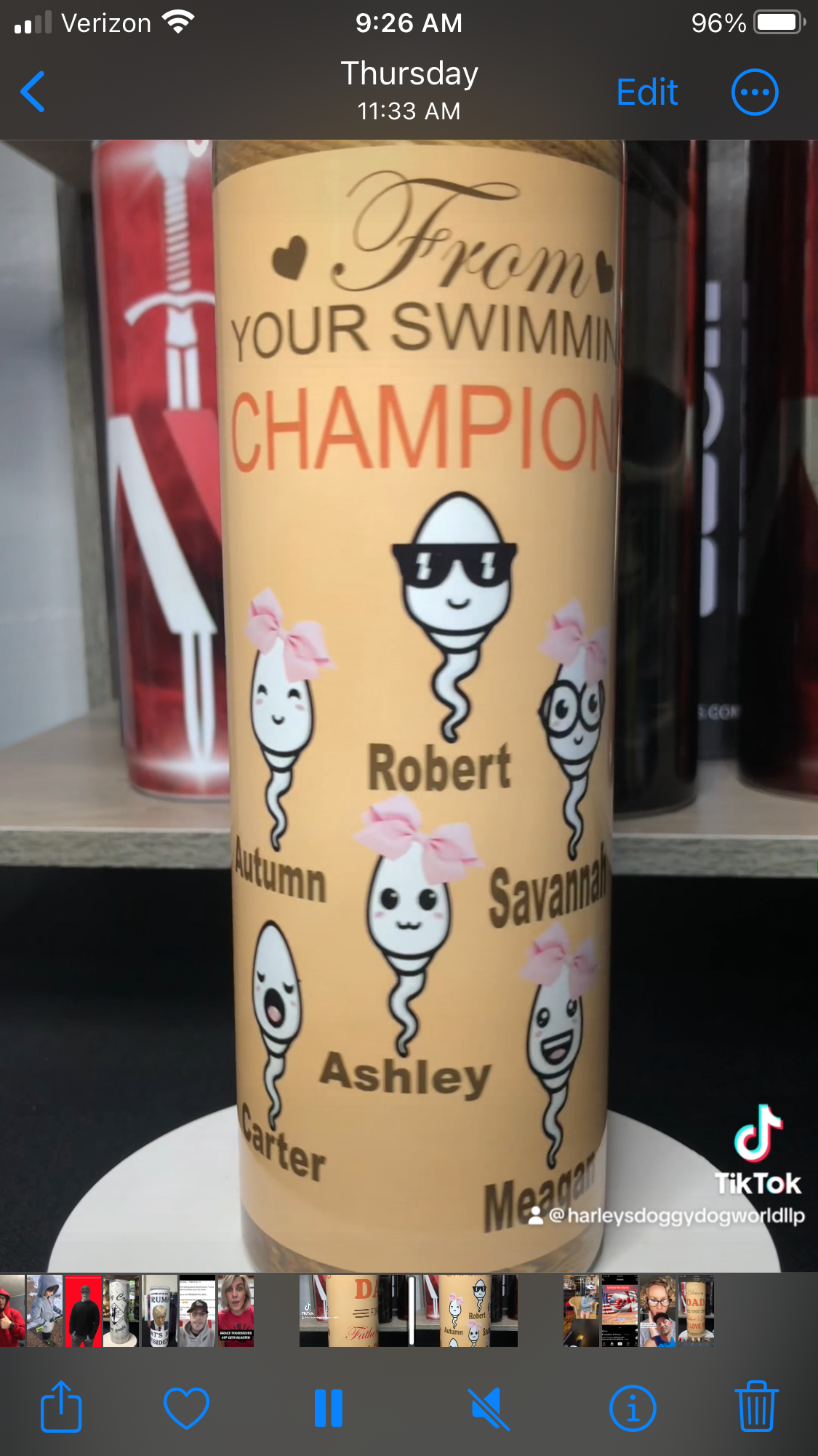 20oz Sublimation DAD Champions Swimmers