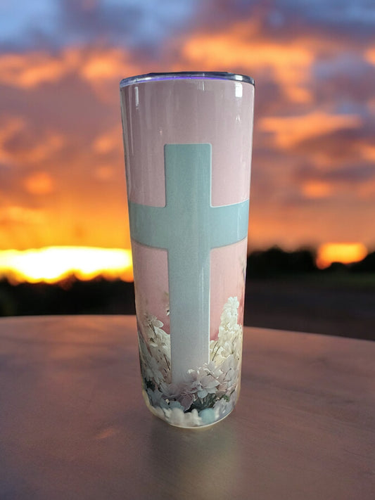 20oz sublimation Christian pink with cross